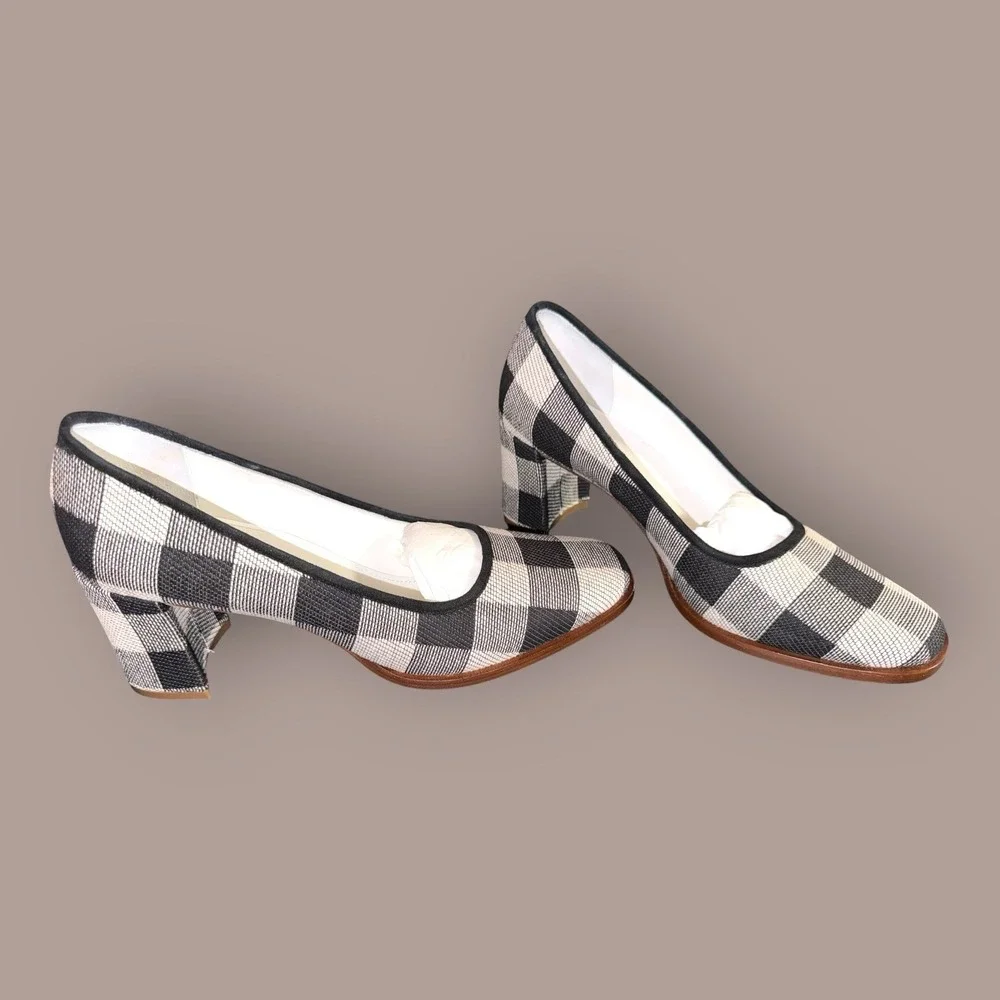 Mansur Gavriel Women's Heels UK 4.5 Black Checkered 100% Other Court - Picture 7 of 14